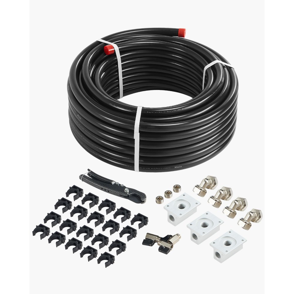 VEVOR Druckluftschlauch Set 30,48mx19,05mm HDPE/Alu-Luftleitungssystem Schwarz