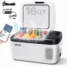 VEVOR Kompressor Kühlbox 15 L,12/24V DC Elektrische Gefrierbox mit App-Steuerung, 100–240 V AC Autokühlschrank für Camping Reisen Lastkraftwagen Angeln, 60 W Thermoelektrische Kühlbox Tragbar