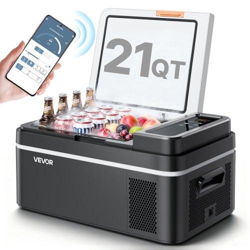 VEVOR Kompressor Kühlbox 20 L,12/24V DC Elektrische Gefrierbox mit App-Steuerung, 100–240 V AC Autokühlschrank für Camping Reisen Lastkraftwagen