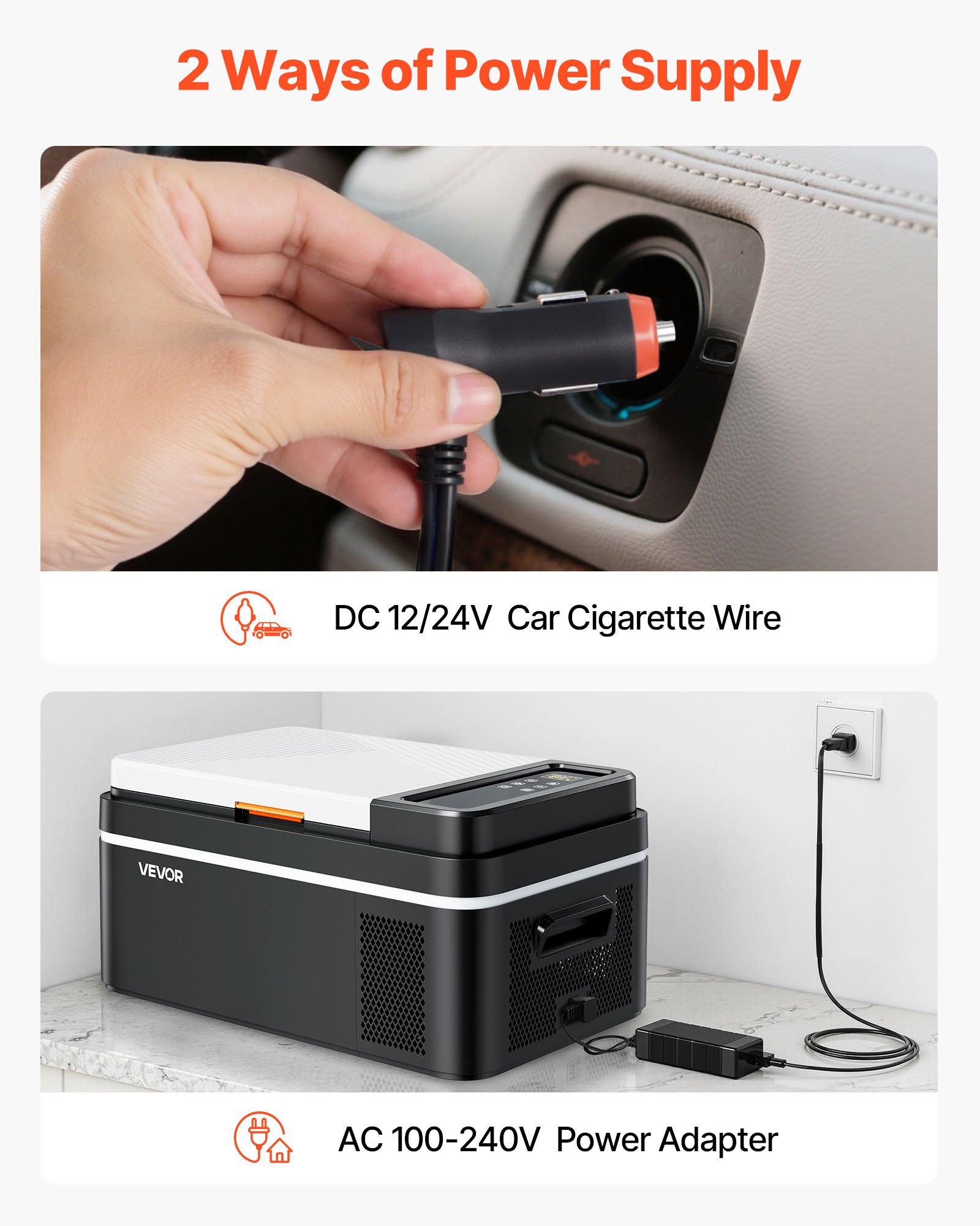 VEVOR Kompressor Kühlbox 20 L,12/24V DC Elektrische Gefrierbox mit App-Steuerung, 100–240 V AC Autokühlschrank für Camping Reisen Lastkraftwagen Angeln, Thermoelektrische Kühlbox Tragbar