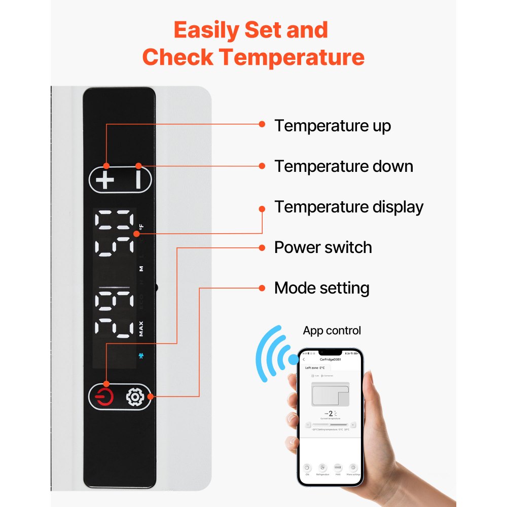 VEVOR 95 L Elektrische Kompressor Kühlbox, 12/24 V DC & 100-240 V AC Tragbare Autokühlbox mit Rollen & Griff, Gefrierschrank bis -20°C, Mini Kühlschrank für Auto, Wohnmobil, Lkw, Camping & Outdoor