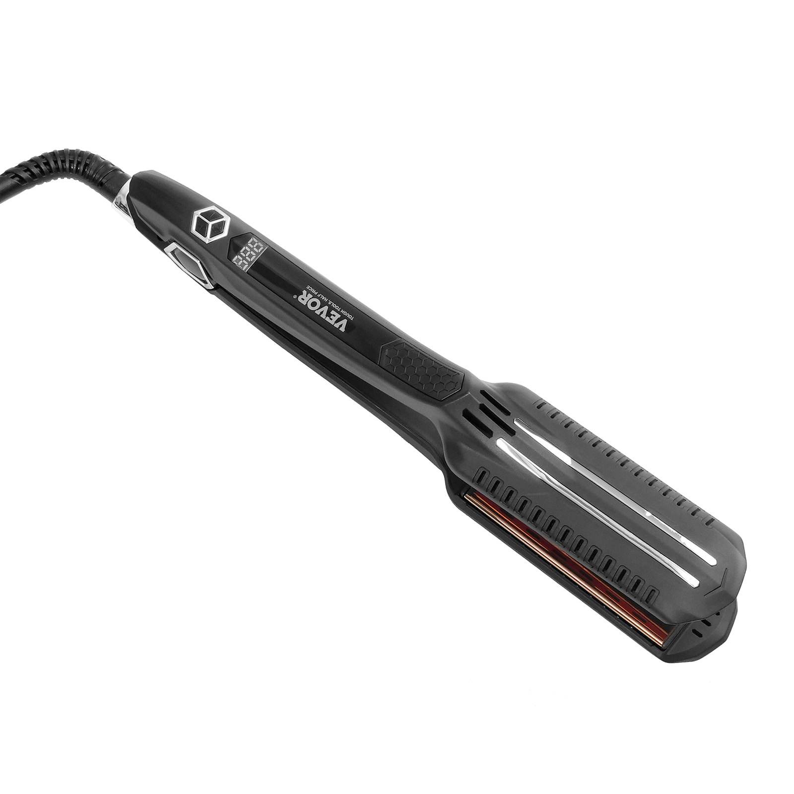 VEVOR Hair Straightener, approx. 3.8 cm flat iron, dual infrared hair iron with LCD display and 19 temperature settings – 210 °F to 450 °F, for use in the salon, at home or on the go