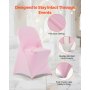 VEVOR Stuhlhussen Stuhlbezug Stretch 50 Stk. waschbarer & abnehmbarer Stuhlüberzug aus Polyester-Spandex für Hochzeitsfeiern Esszimmerbankette, passend für Klappstühle (45 x 46 x 77 cm) Pink