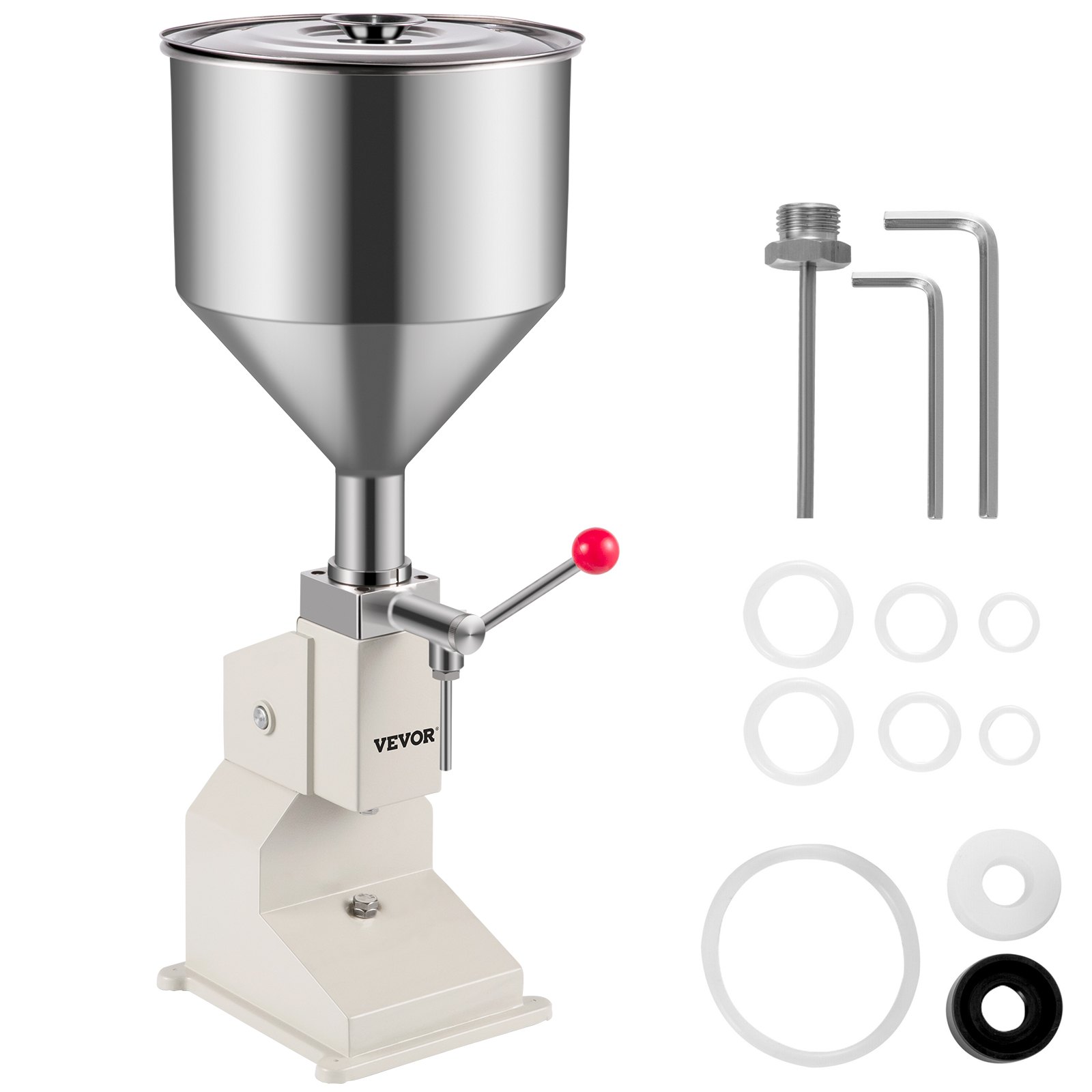 VEVOR Abfüllmaschine Manuell Abfüller Füllmaschine 5–110ml Füllbereich Flüssigkeitsabfüllmaschine 11,5L Abfüllgerät 10-200mm Höhenverstellbar +/-1% Genauigkeit Abfüllen von Flüssigkeiten Pasten