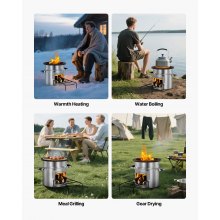VEVOR Raketenofen, BBQ Rakete Holzofen mit Tragetasche, Edelstahl, Einzeltür, zum Verbrennen von Zweigen, Stöcken oder Holzkohle zum Outdoor Kochen, Camping Outdoor-Campingkocher, Campinggrill