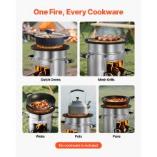 VEVOR Raketenofen, BBQ Rakete Holzofen mit Tragetasche, Edelstahl, Einzeltür, zum Verbrennen von Zweigen, Stöcken oder Holzkohle zum Outdoor Kochen, Camping Outdoor-Campingkocher, Campinggrill