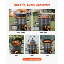VEVOR Raketenofen, BBQ Rakete Holzofen mit Tragetasche, SPCC-Stahl, Doppeltür, zum Verbrennen von Zweigen, Stöcken oder Holzkohle zum Outdoor Kochen, Camping Outdoor-Campingkocher, Campinggrill