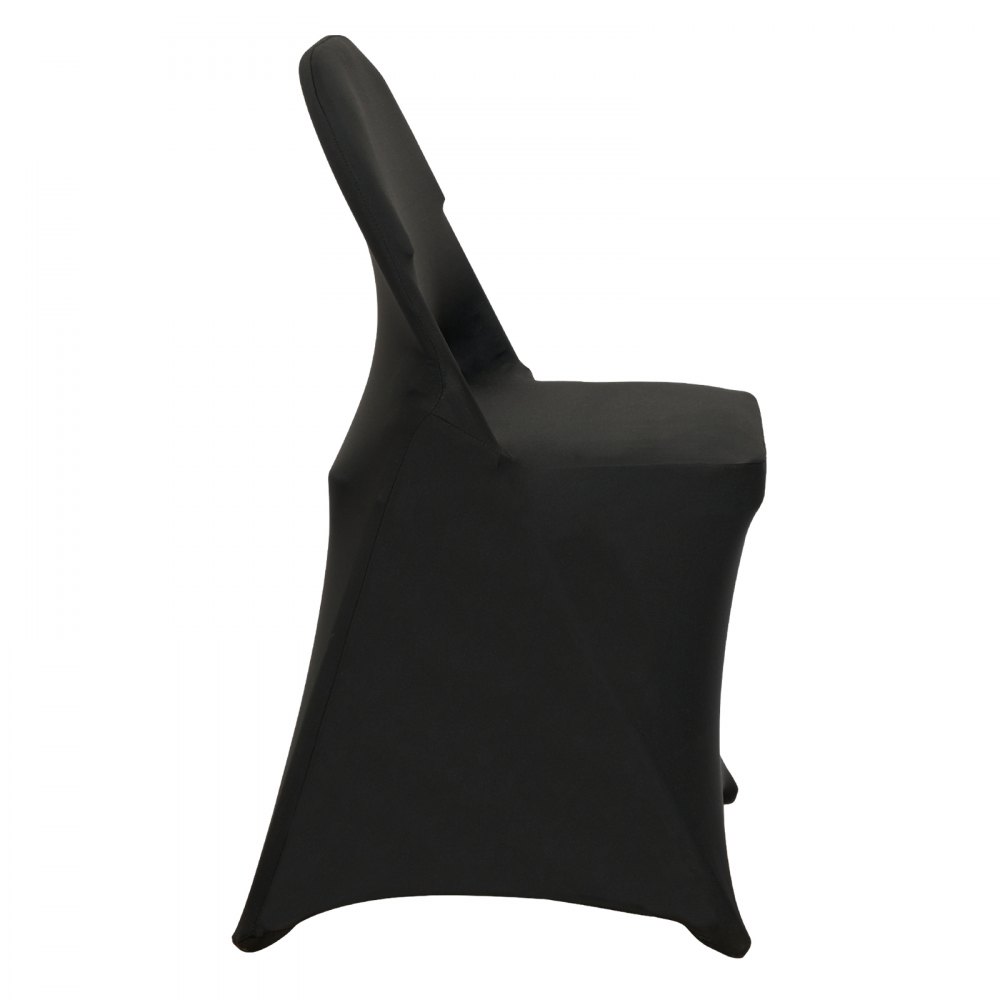 VEVOR Stuhlhussen aus Elastischem Spandex für Klappstühle, Universell Passender Stuhlbezug, Abnehmbare & Waschbare Schonbezüge, für Hochzeiten, Feiertage (100 Stück, Schwarz)