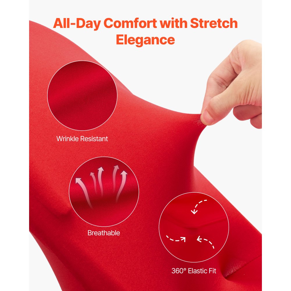 VEVOR Stuhlhussen Stuhlbezug Stretch 50 Stk. waschbarer & abnehmbarer Stuhlüberzug aus Polyester-Spandex für Hochzeitsfeiern Esszimmerbankette, passend für Klappstühle (45 x 46 x 77 cm) Rot