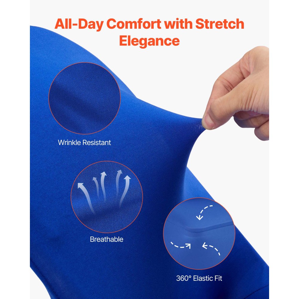 VEVOR Stuhlhussen Stuhlbezug Stretch 50 Stk. waschbarer & abnehmbarer Stuhlüberzug aus Polyester-Spandex für Hochzeitsfeiern Esszimmerbankette, passend für Klappstühle (45 x 46 x 77 cm) Blau