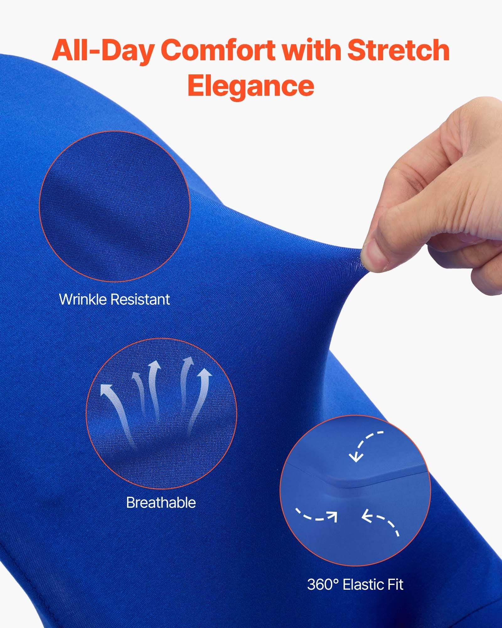 VEVOR Stuhlhussen Stuhlbezug Stretch 50 Stk. waschbarer & abnehmbarer Stuhlüberzug aus Polyester-Spandex für Hochzeitsfeiern Esszimmerbankette, passend für Klappstühle (45 x 46 x 77 cm) Blau