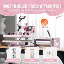 VEVOR Hitzepresse Transferpresse 30x38cm 5 in 1 Tumbler Presse T-Shirts Rosa