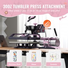 VEVOR Hitzepresse Transferpresse 29x38cm 5 in 1 Tumbler Presse T-Shirts Pink