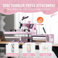 VEVOR Hitzepresse Transferpresse 38x38cm 5 in 1 Tumbler Presse T-Shirts Rosa