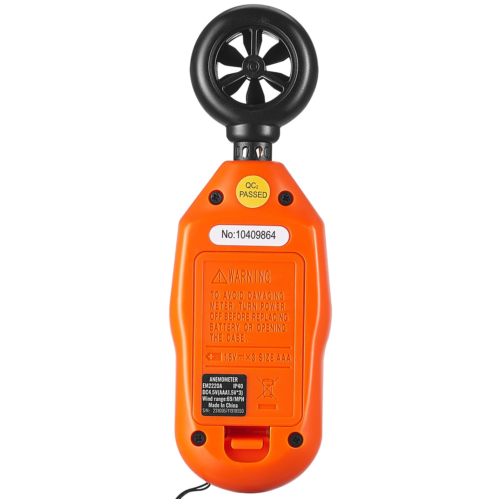 VEVOR Anemometer 69,35MPH Luftgeschwindigkeitsmesser 163x54x32mm Windmesser IP44 Windmessgerät Windstärkemesser MAX/MIN/AVG/CU-Windgeschwindigkeitsdaten -10-45℃ Luftmesser Geschwindigkeitsmessgerät