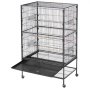 VEVOR Bird Cage, 800 x 520 x 1320mm, Flat Top, Wrought Iron Bird Flight Cage with Perches, Slide-Out Tray and Plastic Feeders, Casters, for Parrot, Blue Tit, Cockatiel, Canary, and Monk Parakeet