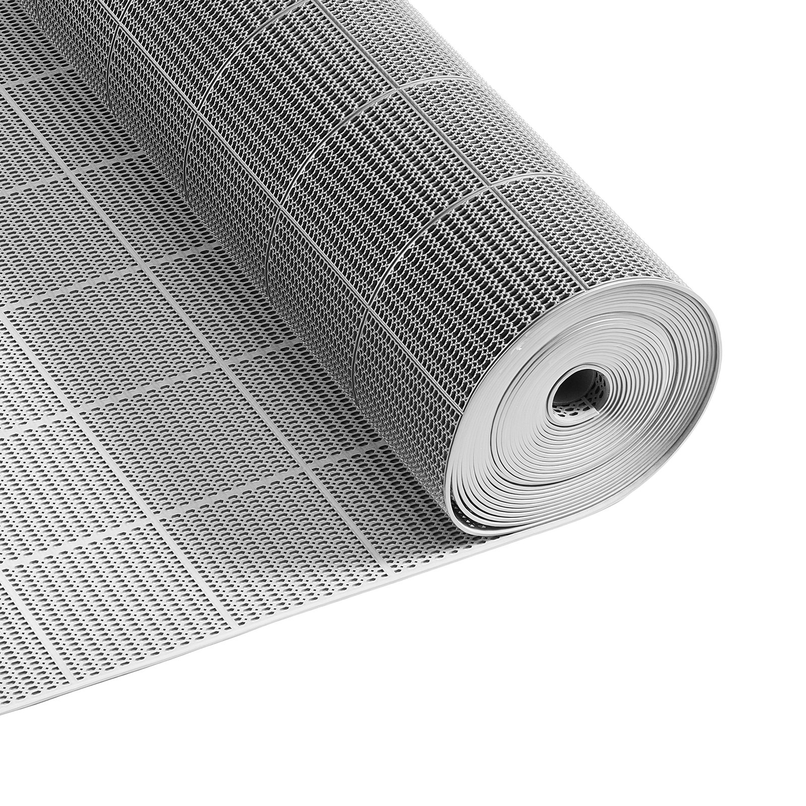 VEVOR Drainagematte PVC (0,9 m x 15 m), Rutschfeste PVC-Bodenmatte Spritzschutzmatte für Nassbereiche, Hohlmattenrolle, Antirutschmatte für Schwimmbäder, Terrassen, Badezimmer & Toiletten, Grau