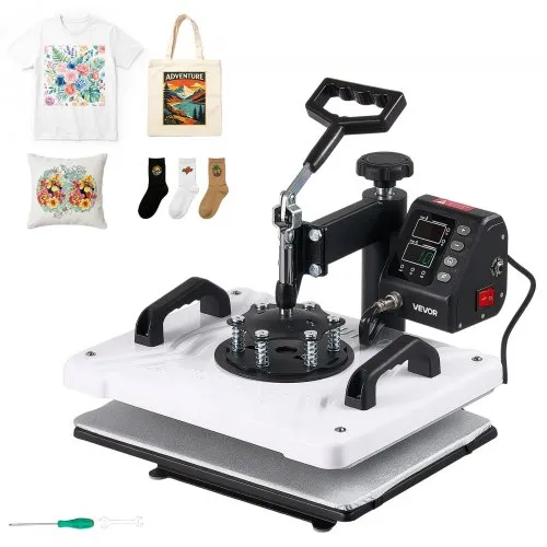 VEVOR Transferpresse 29x38cm Sublimationmaschine 900W Textilpresse, Schwenkarm Schnelles & Gleichmäßiges Aufheizen Zeit- & Temperaturregelung T-Shirts Stoffbeutel Kissenbezüge Socken
