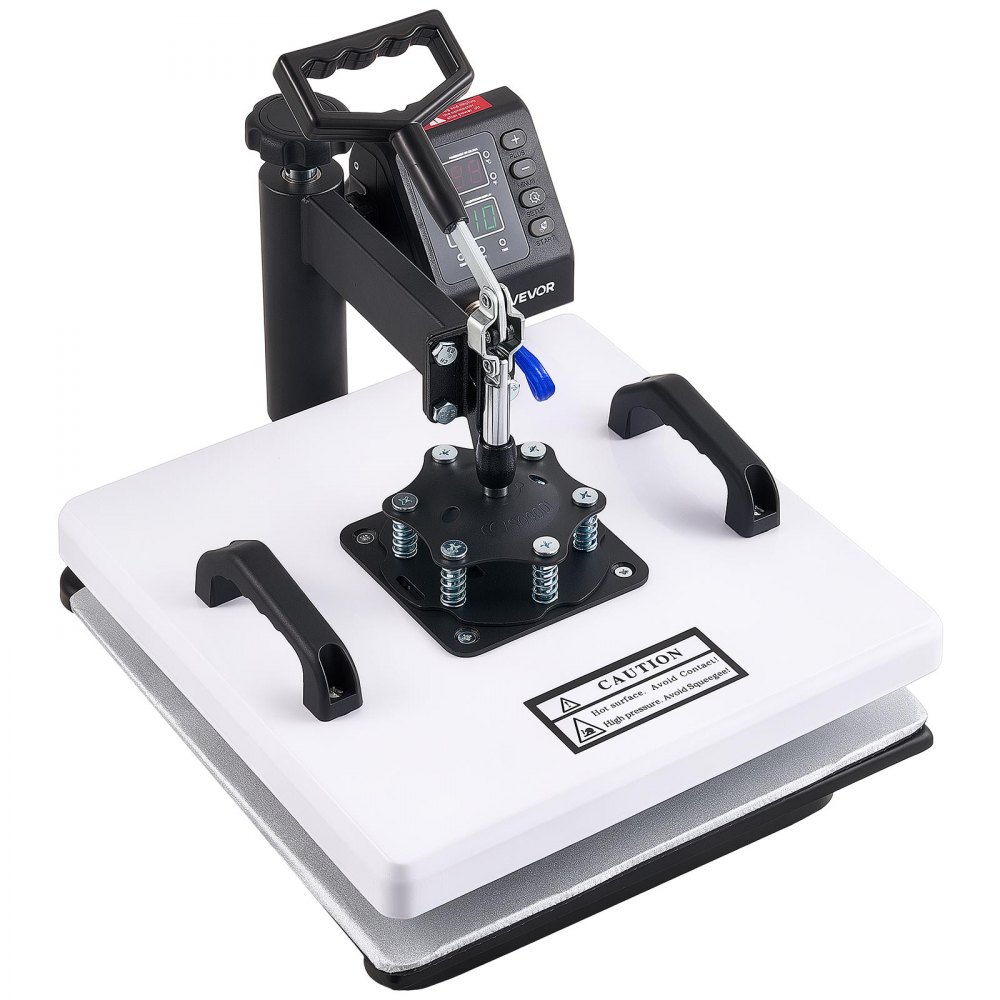 VEVOR Transferpresse 38x38cm Sublimationsmaschine 2-in-1 Textilpresse 1250W, 360° Schwenkfunktion Schnelles & Gleichmäßiges Aufheizen Zeit- & Temperaturregelung T-Shirts Kissenbezüge Mützen