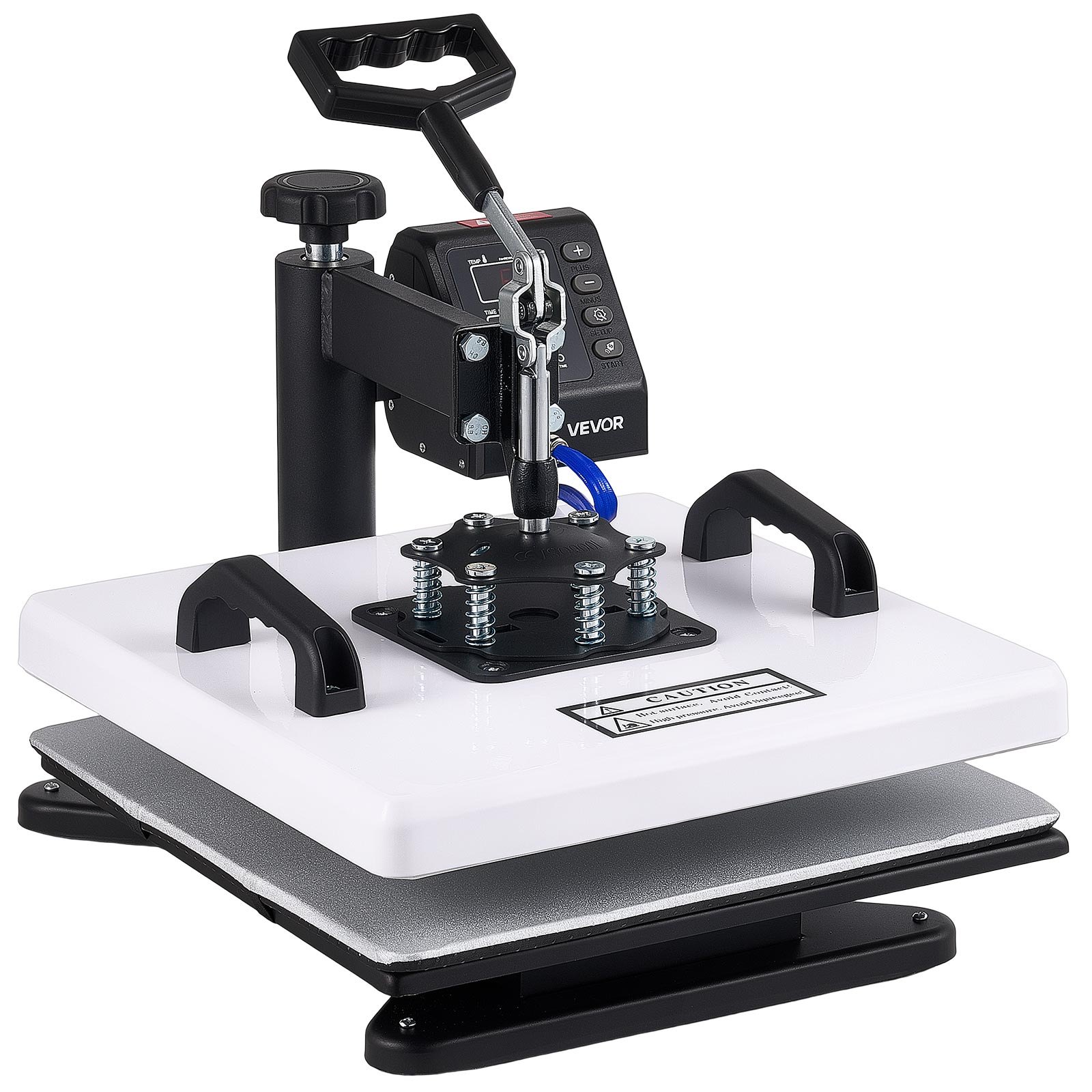 VEVOR Transferpresse 38x38cm Sublimationsmaschine 2-in-1 Textilpresse 1250W, 360° Schwenkfunktion Schnelles & Gleichmäßiges Aufheizen Zeit- & Temperaturregelung T-Shirts Kissenbezüge Mützen