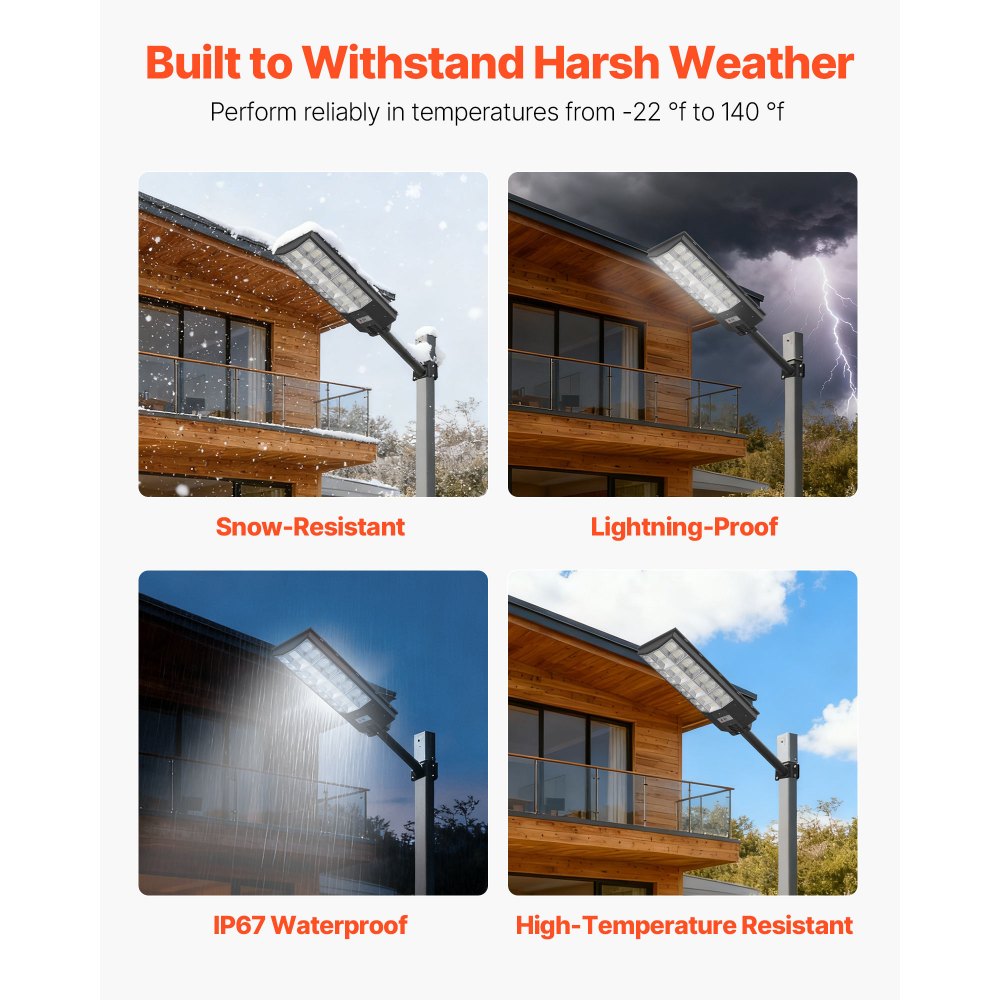 VEVOR Solar Straßenlaterne 450000LM, Straßenlampe 8000W, Solarleuchte mit Dämmerungssensor, LED-Flutlicht mit Bewegungsmelder, IP67 wasserdichte Außenbeleuchtung, für Einfahrt & Hof, 2er-Pack