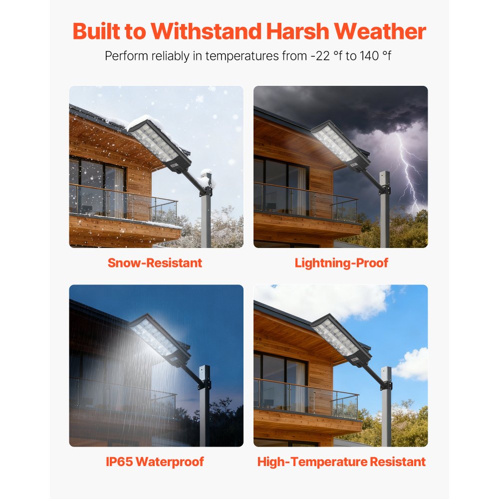 VEVOR Solar Straßenlaterne 450000LM, Straßenlampe 8000W, Solarleuchte mit Dämmerungssensor, LED-Flutlicht mit Bewegungsmelder, IP67 wasserdichte Außenbeleuchtung, für Einfahrt & Hof, 3er-Pack