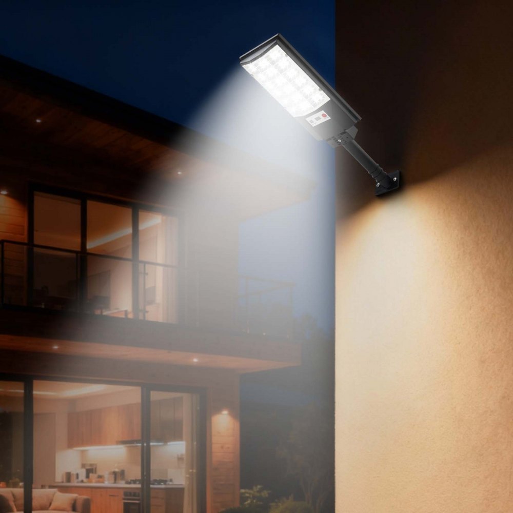 VEVOR Solar-Straßenlaterne 50000 LM, Straßenlampe 500 W, Solarleuchte mit Dämmerungssensor, LED-Flutlicht mit Bewegungsmelder, IP65 wasserdichte Außenbeleuchtung für Einfahrt & Hof, 4er-Pack