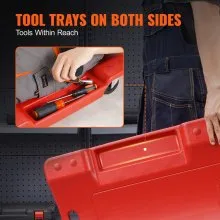 VEVOR Werkstatt Rollbrett Montagerollbrett Werkstatthocker Montageliege 1 m lang, rollender Mechanikerrollstuhl mit 6 Universalrädern gepolstertem Sitz, für die Garage Werkstatt oder zu Hause Rot