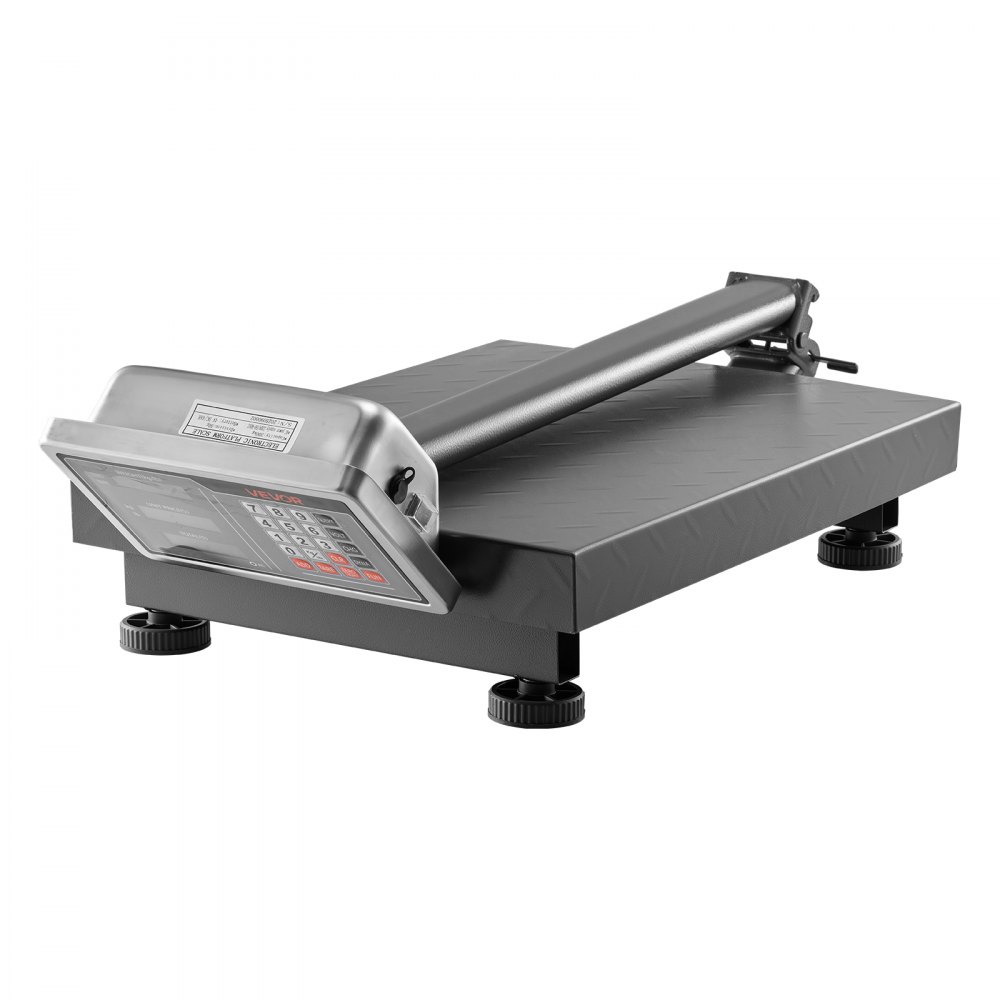 VEVOR Digitale Plattformwaage, 300 kg Tragkraft, 50 g hohe Genauigkeit, elektronische Bodenwaage mit LB/KG, Tara, Preisrechner, AC/DC-Stromversorgung, geeignet für Gepäck, Versand, Pakete, Porto