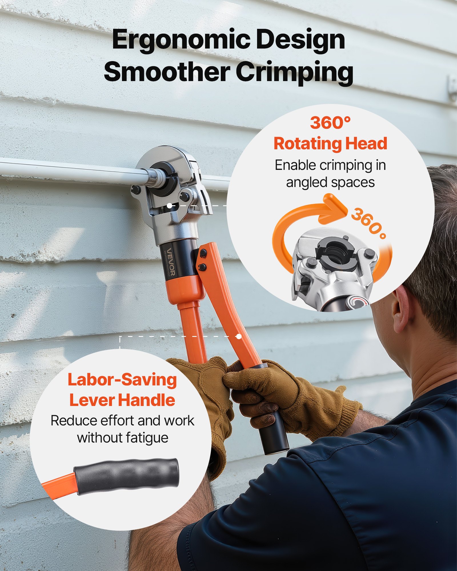 VEVOR Hydraulic Pipe Crimping Tool, Multi-Functional Tube Fittings Crimper with TH16 TH20 TH26 TH32 Jaws for PEX & Aluminum-Plastic Pipes, and V12 V15 V18 V22 V28 Jaws for Stainless Steel Tubes