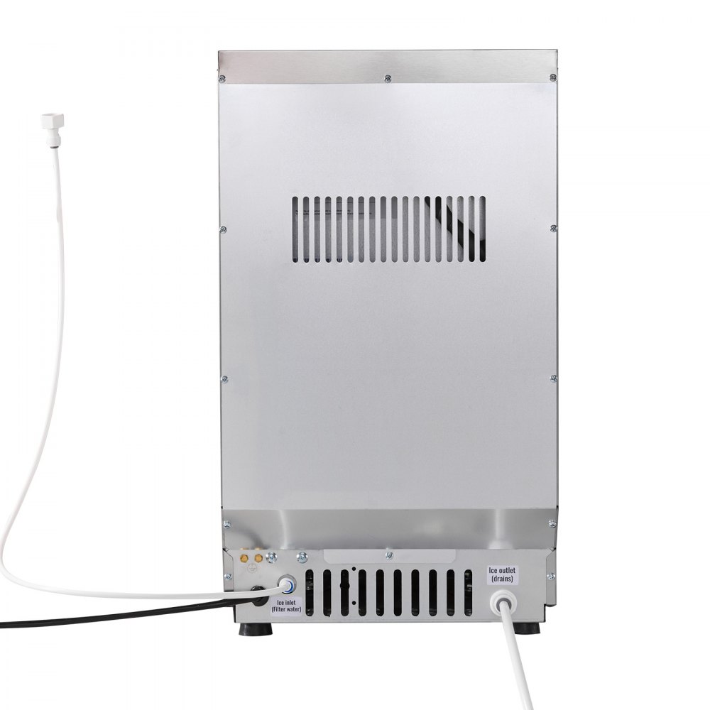 VEVOR Gewerblicher Eiswürfelbereiter 36 kg/Tag, Eiswürfelmaschine mit 6 kg Eisvorratskapazität, Edelstahlgehäuse Eismaschine mit LED-Anzeige & Selbstreinigung & Einfachem Wasserzulauf, für Restaurant