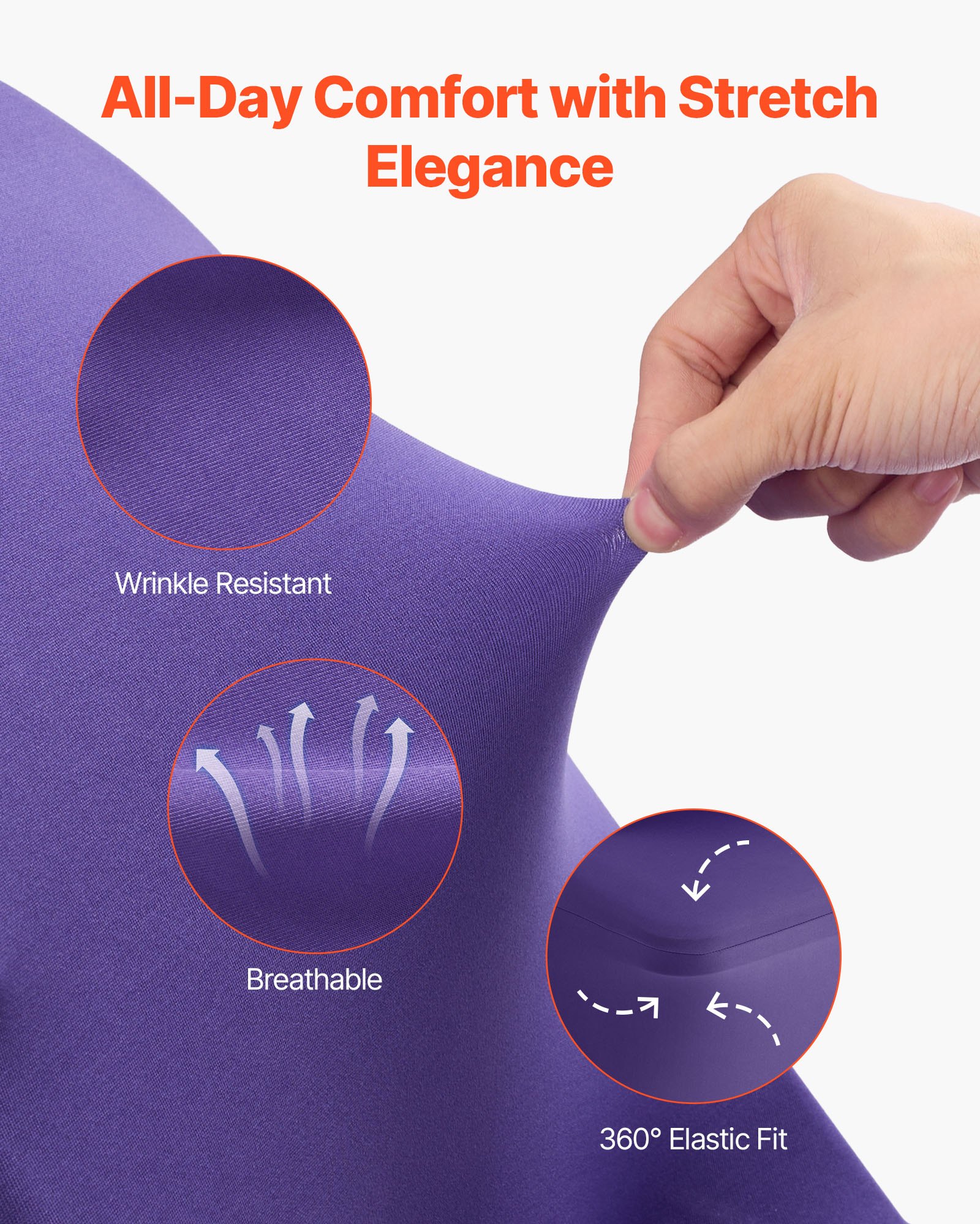 VEVOR Stuhlhussen Stuhlbezug Stretch 50 Stk. waschbarer & abnehmbarer Stuhlüberzug aus Polyester-Spandex für Hochzeitsfeiern Esszimmerbankette, passend für Klappstühle (45 x 46 x 77 cm) Violett