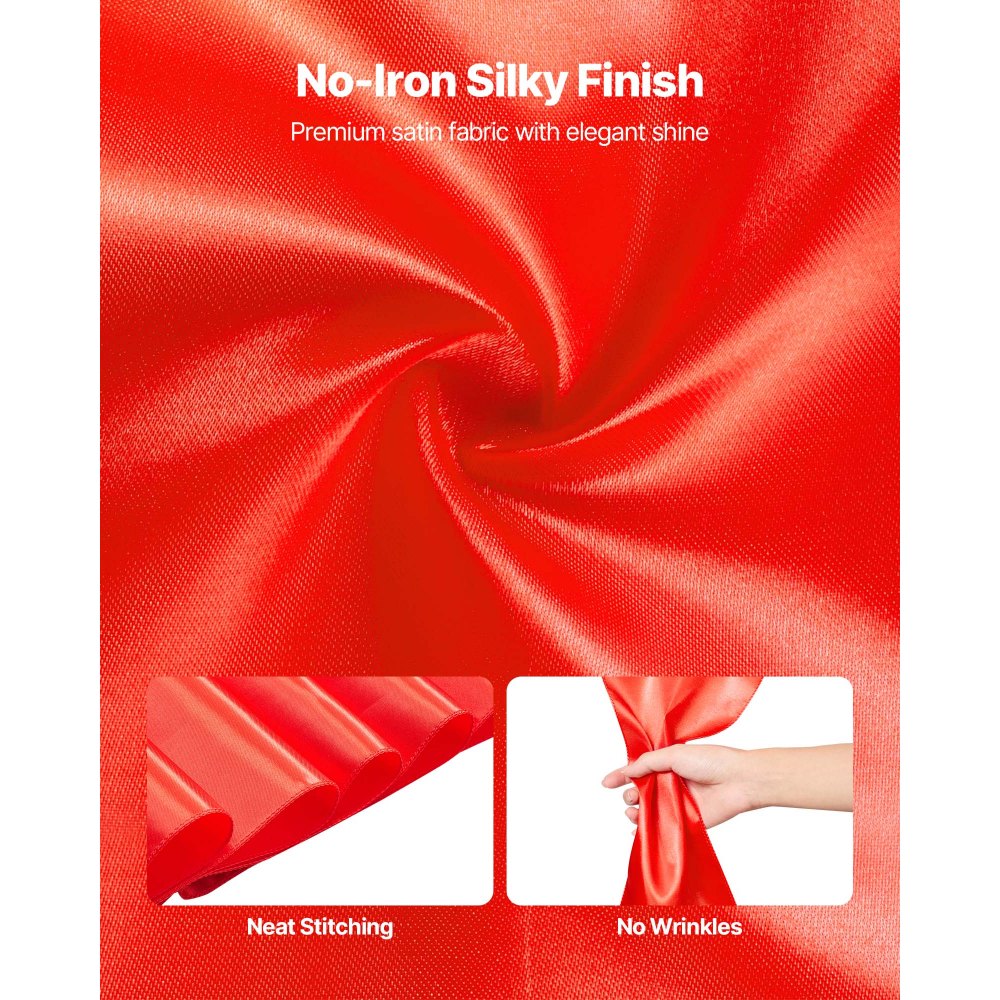 VEVOR Satin-Stuhlschärpen mit Schleifen (275x17 cm) 50 Stk. Stuhlbänder zum Binden, Stuhlbänder für Hochzeiten Partys Bankett Dekorationen Veranstaltungen Bankettstuhlbezüge, Stuhlschleifen Rot