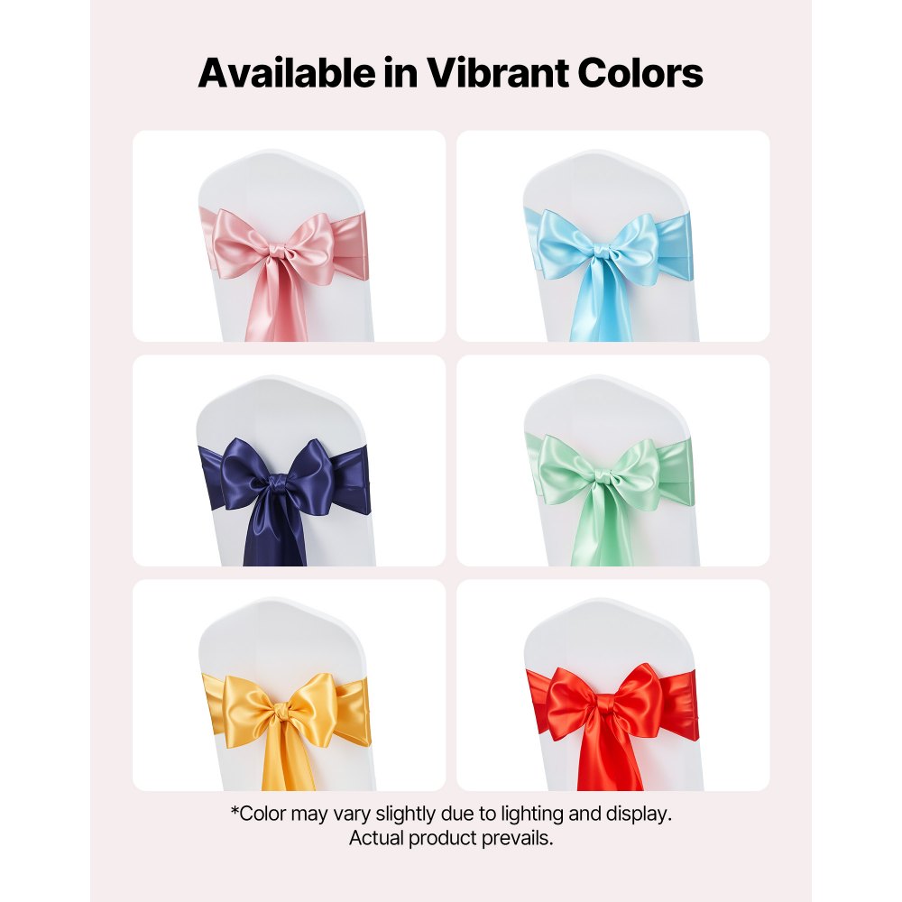 VEVOR Satin Chair Sashes Bows, 50PCS Chair Ribbon Ties Back Sash, 7 x 108 inch, Red Wedding Reception Decoration, for Wedding Ceremony Baby Shower Party Events Banquet Chair Cover Decoration