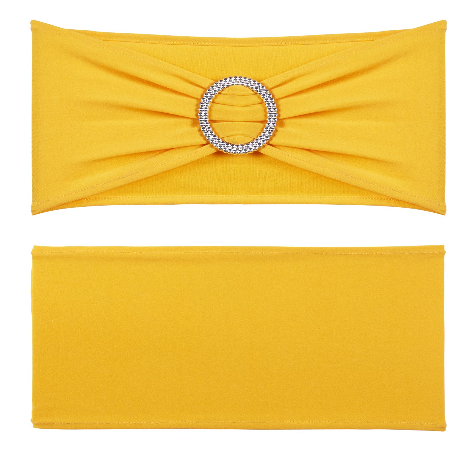 VEVOR Stretch-Stuhlschärpen aus Spandex, Stuhlhussen & Stretch-Stuhlschärpen mit Runder Schnalle, Elastische Stuhlbänder, Passende Stuhldekoration für Hochzeiten, Feiertage (50 Stück, Goldgelb)
