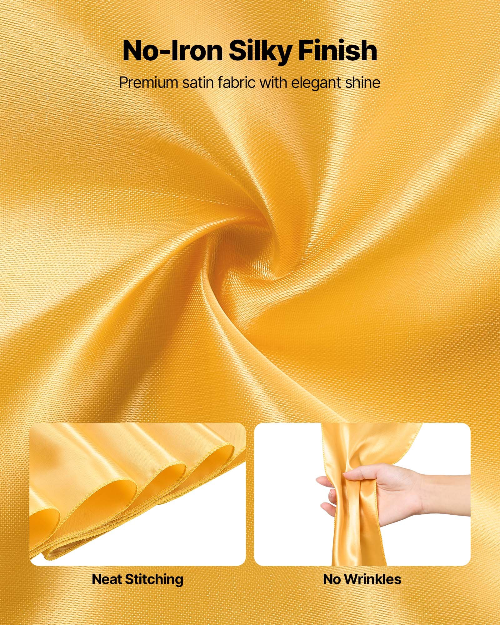 VEVOR Stretch-Stuhlschärpen mit Schleifen aus Spandex, Stuhlhussen & Stretch-Stuhlschärpen, Elastische Stuhlbänder, Passende Stuhldekoration für Hochzeiten, Partys und Feste (50 Stück, Gold)