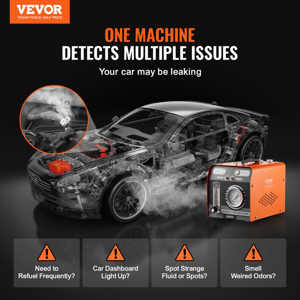 VEVOR Automotive Smoke Machine Leak Detector, EVAP Smoke Machine Leak Tester with Built-in Air Pump, Pressure Gauge & Flow Meter, Dual-Mode Diagnostic Leak Detector for Vacuum, Fuel, Pipeline Testing