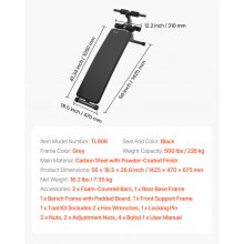 VEVOR Sit Up Bank, gebogene Bauchmuskelbank 5-stufig Höhenverstellbar (1425x470x675 mm) Rückentrainer (226 kg belastbar) für Heimtraining im Fitnessstudio Krafttraining Ganzkörpermuskeltraining