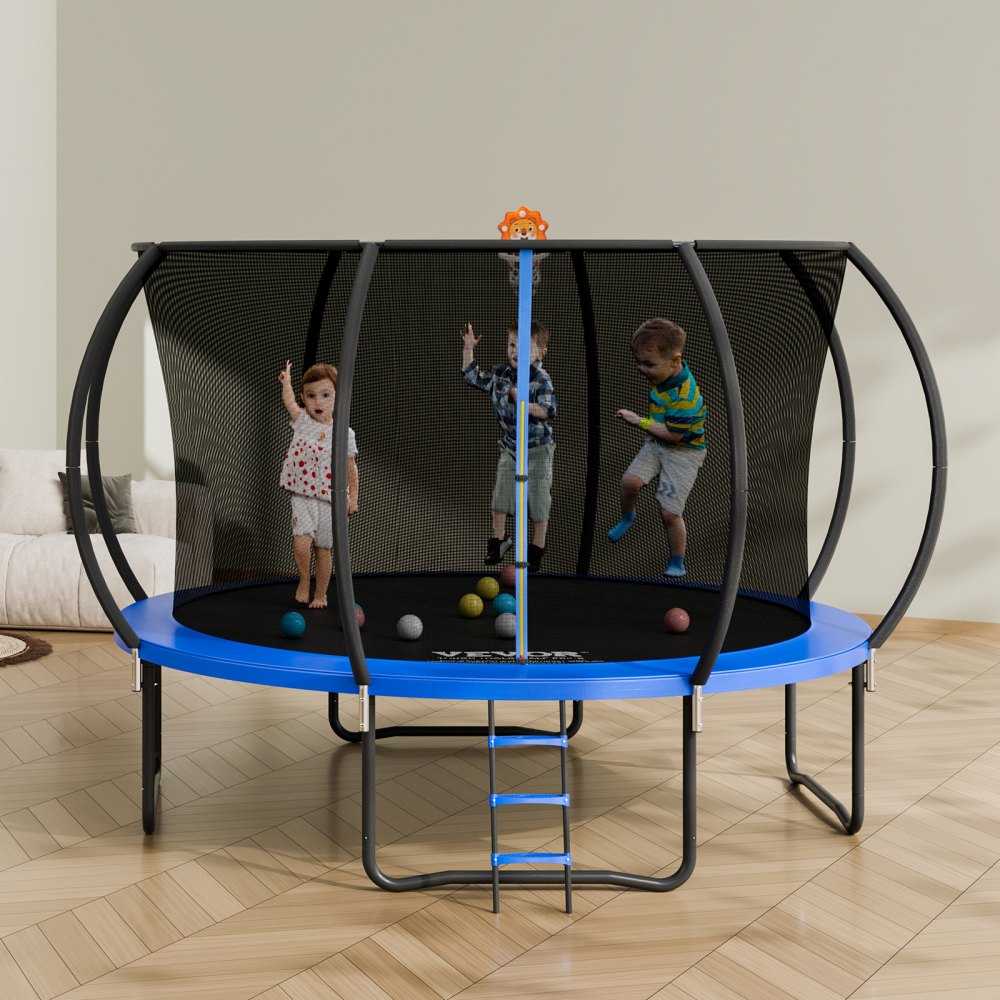 VEVOR Gartentrampolin Trampolin 86 cm Leiternhöhe, Indoor-/Outdoor-Kindtrampolin mit 180 kg Belastbarkeit, Trampoline 360° Sicherheitsnetz Stoßdämpfend, Outdoor Trampoline für Kinder & Erwachsene