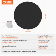 VEVOR Ersatz-Trampolinmatte für 396cm Rahmen 80 V-Ringe 17,8cm Federlänge