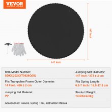 VEVOR Ersatz-Trampolinmatte Passend für 426cm Rahmen 72 V-Ringe 16,5-17,8cm