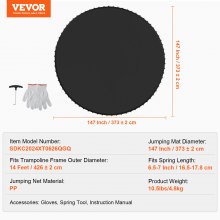 VEVOR Ersatz-Trampolinmatte Passend für 426cm Rahmen 72 V-Ringe 16,5-17,8cm