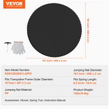 VEVOR Ersatz-Trampolinmatte für 457cm Rahmen 96 V-Ringe 16,5cm Federlänge