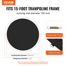 VEVOR Ersatz-Trampolinmatte 457cm Rahmen 96 V-Ringe Federlänge Universell