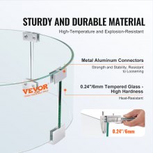 VEVOR Feuerstelle Windschutz Gehärtetes Glas Flammenschutz 660x152mm