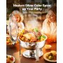 VEVOR Chafing Dish Buffet Speisenwärmer mit 2 Behältern in voller Größe (4,7 L pro), runder Catering-Wärmespender mit Glasdeckel & Wasserpfanne & klappbarer Ständer, für Buffet Partys Silber