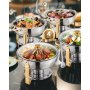 VEVOR Chafing Dish Buffet Speisenwärmer mit 4 Behältern in voller Größe (4,7 L), runder Catering-Wärmespender mit Glasdeckel & Wasserpfanne & klappbarer Ständer, für Hochzeiten Buffet Gold