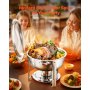VEVOR Chafing Dish Set Speisenwärmer Edelstahl 4,7L 2 Stk. Rund Silber