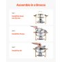 VEVOR Chafing Dish Buffet Speisenwärmer mit 4 Behältern in voller Größe (4,7 L pro), runder Catering-Wärmespender mit Deckel & Wasserpfanne & klappbarer Ständer, für Hochzeiten Partys Golden