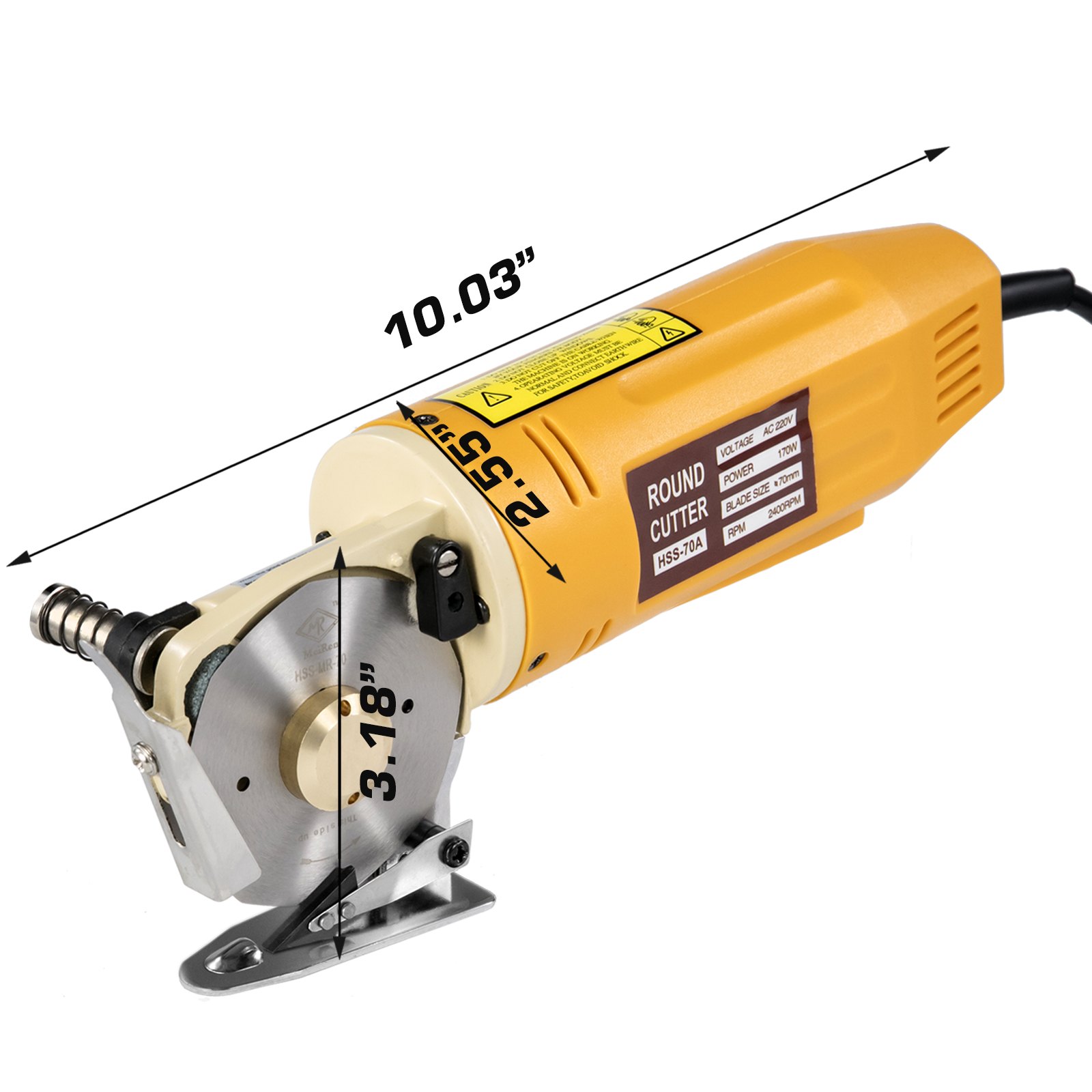 VEVOR Elektrischer Tuchschneider 70mm Rotary Klingenstoff Schneidemaschine mit Klinge für Baumwolle Wolle Leinen Leder usw